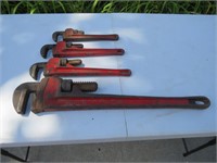 4-Pipe Wrenches, 24", 14", 12", 10"