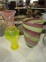 2 BLOWN GLASS VASES