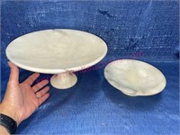 (2) Marble pedstal bowls (large & small)