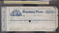 1863 Broadway Bank New York Signed Check by N.Y. M