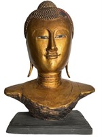 Very Large Taiwanese Wood Buddha Bust