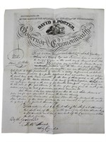 PA Governor David R. Porter 1839 Signed Pardon