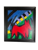 Unknown Artist Red Dog Folk Art