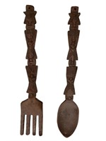 Vintage Polynesian Style Wood Fork/Spoon