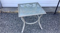 Metal w/ Glass Top Indoor Or Outdoor Side Table