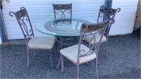 Beautiful Round Glass Top Dining Table Set