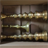 3 Metal Candlestick holders, 2 are 15 inches tall,