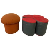 Two MCM Upholstered Ottomans