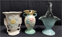 Group of Hull Pottery largest item 6" x 4½" x 9