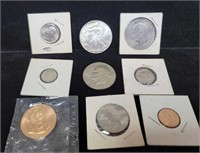 2002 silver eagle and 8 other coins