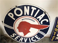 Pontiac Service Double-Sided Porcelain Sign
