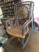 Wooden and Wicker Child's Rocker