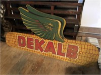 Vintage Giant Dekalb Flying Corn Sign on Masonite