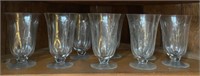 8 Vintage Lead Crystal Etched Footed Water Goblet