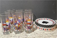 Poker King And Queen Glasses And Dessert Plates