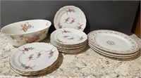 Collection of Pink and Green Floral Dishes