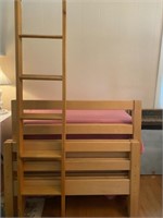 Solid Wood Twin Bunkbeds With Rails and Ladder