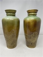 Pair of Green/Brown Vases