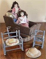 Porcelain Dolls and Furniture