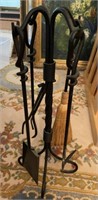 Cast Iron Fireplace Utensils and Holder