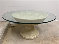 Open Pedestal Glass Top Patio Table