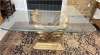 Clear Glass Top Pedestal Dining Table