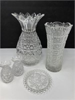 Shannon Crystal Pineapple Candleholders & Glass