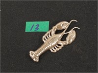 Sterling silver Lobster brooch 5 grams