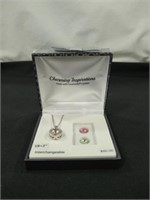 Swarovski Crystal necklace & pink stone pendant