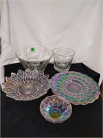 Princess HouseChip n Dip bowls,Clear Carnival glas