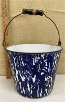 NICE blue & white swirl enamel bucket