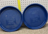 2 plastic Pabst Blue Ribbon trays