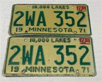 Set of 1971 Minnesota License plates