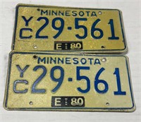 Set Minnesota License Plates Tabs say 80s