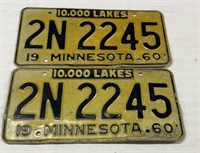 Set of 1960 Minnesota License Plates
