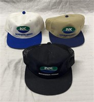 3 Northrup King Novartis seeds hats