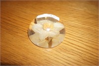 Handmade Plastic Paperweight with white flower