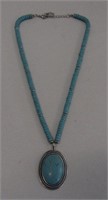 Turquoise Pendant w/ Bead Necklace