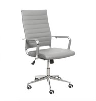 New Eclife High Back Ribbed Leather Chrome Base
