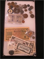 Container of foreign coins, Japanese and