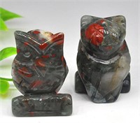 Natural Blood Stone Hand Carved Owl Figurine*