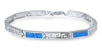 Greek Key Design Blue Opal Bracelet