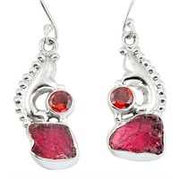 Natural 10.57ct Rough Pink Tourmaline Earrings