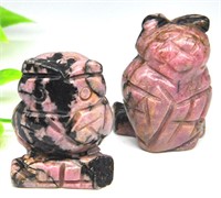 Natural Rhodonite Hand Carved Owl Figurine*