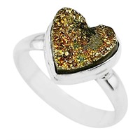 Natural 5.12ct Golden Pyrite Duzy Heart Ring