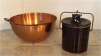 Copper Colored Bowl 8” R and Cheese Crock