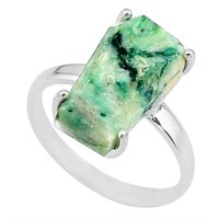 Natural 8.01ct Green Mariposite Solitaire Ring