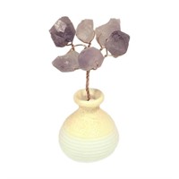 Raw Stone Tree Yellow & White Vase