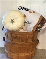 Fruit Bushel Style Baskets with Quilted Throw