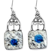 Natural 15.16ct K2 Blue Azurite In Quartz Earrings